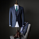 吉約蒙（G·MONS）澳洲羊毛西服套裝男深藍色商務(wù)正裝新郎結婚西裝整套外套男套裝 深藍色【上衣+褲子】 50
