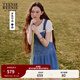 Teenie Weenie小熊女裝復古連衣裙夏季新款丹寧牛仔背帶裙子短裙潮 淺藍色 M