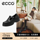 愛(ài)步（ECCO）樂(lè )福鞋女 2025新款英倫風(fēng)牛皮厚底增高單鞋女 蹤跡220763 黑色22076301001 37