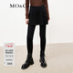 MO&Co.秋冬搖滾黑色設計感可拆卸簾子高腰修身小腳褲牛仔褲moco 牛仔黑色 XXS 24