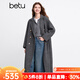 百圖betu女裝冬季新款毛呢外套西裝領(lǐng)綿羊毛氣質(zhì)大衣外套2412X01 深灰 M