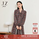 玖姿（JUZUI）南法假日碎花連衣裙女裝春款小個(gè)子設計感雪紡裙子 花咖啡 XL