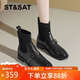 星期六（St&Sat）新款百搭山茶花瘦瘦靴顯高顯瘦馬丁靴 SSD3116P27 黑色 38