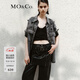 MO&Co.牛仔夾克搖滾鏡面珠片釘鉆洗舊褪色泛白黑牛外套摩安珂 牛仔黑色 XS 155