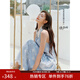 范思藍恩【徐若晗同款】海邊度假連衣裙女夏重工編織藍色條紋2618 微風(fēng)藍 L