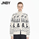 江南布衣（JNBY）【商場(chǎng)同款】25秋新品毛針織衫長(cháng)袖開(kāi)衫冰島紋圖案5P9311070 189/白底黑條 XS