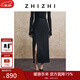 致知ZHIZHI 醉吟商 斜門(mén)襟開(kāi)叉精紡長(cháng)半裙直身版型25年秋季新款 石涅灰 S