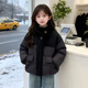 樂(lè )班比（LEBANBI）女童棉服冬季2025新款兒童洋氣韓版拼接棉衣冬季女孩夾棉加厚外套 黑色 160 （適合身高155CM)