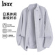 IZEXX日系條紋長(cháng)袖襯衫男春季高級感襯衣港風(fēng)休閑痞帥外套ZSC25淺灰XL