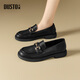 dusto樂(lè )福鞋秋季女鞋新款方跟低跟套腳圓頭飾扣002283 黑色 36 36