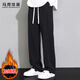 馬克華菲（MARK FAIRWHALE）休閑褲男士冬季寬松衛褲子男潮牌百搭闊腿男褲長(cháng)褲 黑色加絨 XL