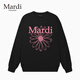 MARDI MOUNTAIN官方旗艦店韓國正品秋冬小雛菊花套頭長(cháng)袖女裝衛衣上衣內搭打底衫 黑-粉菊 S 90-110斤（女士偏大，拍小一碼）
