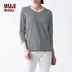 MUJI MUJI 女式 印度棉天竺編織 七分袖T恤 BBK01A1S 黑色X圖案 M