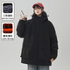 花花公子（PLAYBOY）中長(cháng)款棉服男女冬季新款情侶加厚保暖棉衣東北工裝棉襖子大衣外套 黑色 M 100-120斤