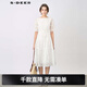 S.DEER圣迪奧女裝夏季高級感時(shí)尚百搭田園風(fēng)圓領(lǐng)泡泡袖連衣裙S242Z12G2 本白/9B XL 175