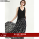 COCOBELLA設計感不規則捏褶碎花半身裙雪紡大擺裙長(cháng)裙HS7013 碎花 L