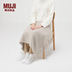 MUJI 羊毛編織 能護膝的大號披肩 圍巾圍脖冬季保暖 淺米色 60×180cm