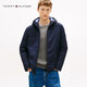 Tommy Hilfiger【防潑水】25秋冬新款男重磅肌理感休閑連帽雙拉鏈棉服夾克