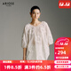 艾諾絲雅詩(shī)【商場(chǎng)同款】夏季新品時(shí)尚立體圓圈花朵雪紡衫上衣女30535045 白色 M