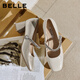 百麗（Belle）白月光瑪麗珍鞋女26春商場(chǎng)款牛皮高跟單鞋F1Y1DAQ6預售 金色 5.5cm跟高 37