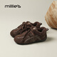 妙麗板鞋真皮平底加絨保暖德訓鞋女紅色運動(dòng)休閑加厚通勤毛毛棉鞋女 摩卡棕 37