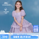 英氏（YEEHOO）女童連衣裙兒童裙子夏季時(shí)尚泡泡袖公主裙夏裝新款網(wǎng)紗裙中大童裝 夢(mèng)境派對紫色 【純棉內襯】 110