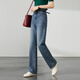 塔馳密司（touchmiss）TOUCH MISS牛仔褲女新款秋季顯瘦高腰復古純棉親膚百搭闊腿褲LSY 灰藍色 26
