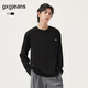 gxgjeans男裝 加厚磨毛口袋設計寬松圓領(lǐng)長(cháng)袖T恤男 25秋冬熱賣(mài) 黑色-加厚磨毛款 XL (180)