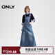 ONLY2025夏季新款復古做舊可調節背帶裙長(cháng)裙連衣裙女|125142044 J34 390洗水牛仔藍 M