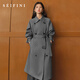詩(shī)凡黎（‘S EIFINI）【長(cháng)期主義風(fēng)衣】2026春特調新色經(jīng)典雙排扣高級英倫風(fēng)中長(cháng)款外套 灰色長(cháng)款 S