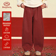 BANDOCIN 半度閑女童年裝紅色加絨運動(dòng)褲新款兒童冬季保暖喜慶褲子 中國紅 170
