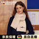 KINGXIAOJING德國小狗針織圍巾純色加絨日系刺繡女秋冬學(xué)生披肩秋冬季送禮物 灰色