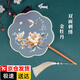 威爾基團扇刺繡扇子古風(fēng)雙面真絲折扇蘇繡扇中國風(fēng)旗袍舞蹈扇女漢服配飾 雙面刺繡團扇1把【金牡丹】