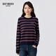 深呼吸DEEP BREATH女裝新款圓領(lǐng)拼色條紋織嘜羊毛針織衫女A301981 藏藍拼紅 XL (5)