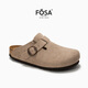 FOSA張元英同款軟木包頭鞋男女同款牛皮舒適百搭勃肯鞋女鞋外穿半拖鞋 卡其色 建議拍大一碼 35