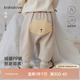 babylove嬰兒大PP褲秋冬加絨保暖寶寶長(cháng)褲高腰護肚外穿百搭休閑褲 海鷗灰 90 cm