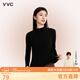 VVC打底衫女半高領(lǐng)秋冬新款純色打底衣外穿保暖內搭修身顯瘦 曜石黑M