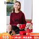 betu百圖女裝冬季毛衣圓領(lǐng)小熊蝴蝶結針織衫減齡百搭毛衣女2212T11 紅色 L
