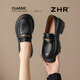 ZHR厚底樂(lè )福鞋女鞋2026新款圓頭增高通勤單鞋配裙子皮鞋AY326黑色37