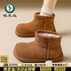啄木鳥(niǎo)皮毛一體雪地靴女款2025新款冬季加絨加厚大頭面包鞋百搭勃肯棉鞋 駝色 39 (245mm)