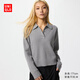 優(yōu)衣庫女裝柔滑棉質(zhì)POLO領(lǐng)針織衫/毛衣毛衫482971 03 灰色 M