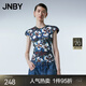 江南布衣（JNBY）春秋季女裝T恤純棉印花舒適修身氣質(zhì)百搭圓領(lǐng)無(wú)袖女 095/黑褐色組合 S