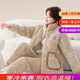 特絲格斯（TSGS）睡衣女冬季加厚套裝珊瑚絨三層夾棉衣加絨加大碼法蘭絨保暖家居服 蛋奶 2XL 身高173內體重125-150斤內