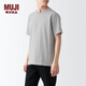 MUJI 男式 粗棉線(xiàn) 天竺編織 短袖T恤 打底衫男款 純棉全棉 ABA18A2S 淺銀灰色 XS 160/80A