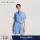 Tommy Hilfiger春夏女裝時(shí)尚商務(wù)氣質(zhì)休閑通勤條紋收腰顯瘦寬松襯衫連衣裙 藍白條紋0A4 M (36)