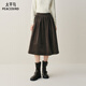 太平鳥(niǎo)女裝半身裙燈芯絨傘裙裝冬高腰品質(zhì)感中長(cháng)裙A字裙 棕色 M