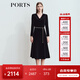 PORTS寶姿女裝2025秋季新款時(shí)尚V領(lǐng)腰鏈造型優(yōu)雅絲絨中長(cháng)連衣裙 黑色 XL (10)