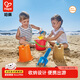 Hape沙灘玩具 兒童玩沙水桶套裝玩沙子鏟雪挖沙玩具1-3-6歲男女小孩 E4053 沙模小桶5件套
