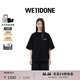 WE11DONE【明星同款】中性男女同款復古波浪LOGO休閑寬松短袖T恤 碳色 M