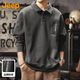 JEEP吉普衛衣男士春秋季重磅長(cháng)袖polo衫設計感上衣男裝 灰色    XL   